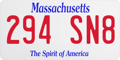 MA license plate 294SN8