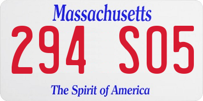 MA license plate 294SO5