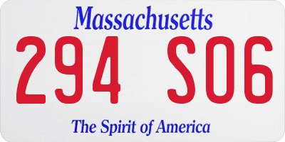 MA license plate 294SO6