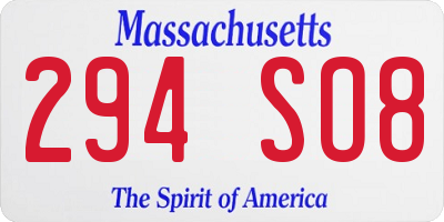 MA license plate 294SO8