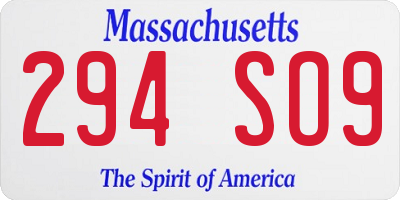 MA license plate 294SO9