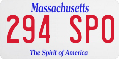 MA license plate 294SP0