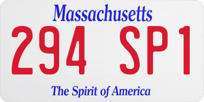 MA license plate 294SP1