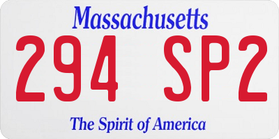 MA license plate 294SP2