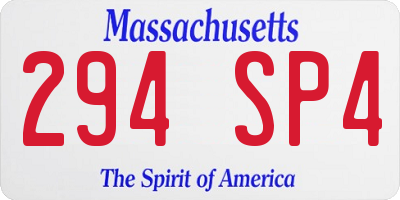 MA license plate 294SP4