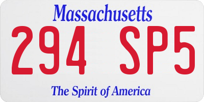 MA license plate 294SP5