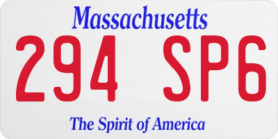 MA license plate 294SP6