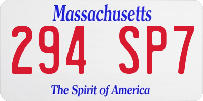 MA license plate 294SP7