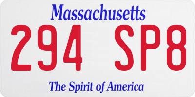 MA license plate 294SP8