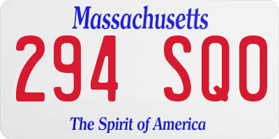 MA license plate 294SQ0