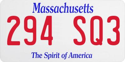 MA license plate 294SQ3