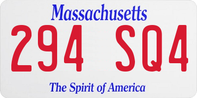 MA license plate 294SQ4