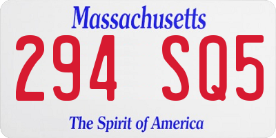 MA license plate 294SQ5