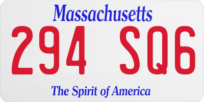 MA license plate 294SQ6