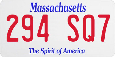 MA license plate 294SQ7