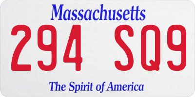 MA license plate 294SQ9