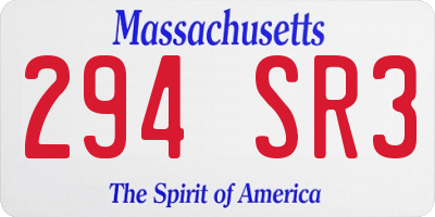 MA license plate 294SR3