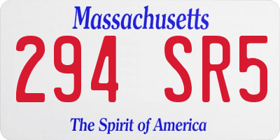 MA license plate 294SR5
