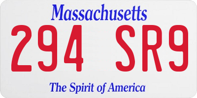 MA license plate 294SR9