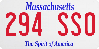 MA license plate 294SS0