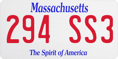 MA license plate 294SS3