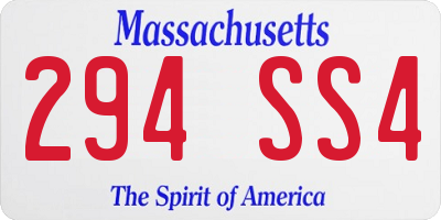 MA license plate 294SS4