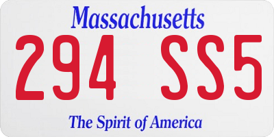MA license plate 294SS5