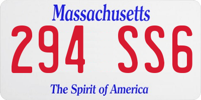 MA license plate 294SS6
