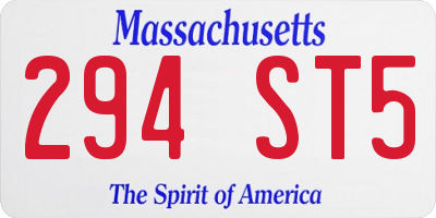 MA license plate 294ST5