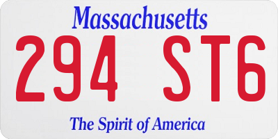 MA license plate 294ST6