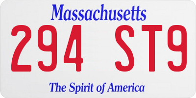 MA license plate 294ST9