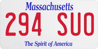 MA license plate 294SU0