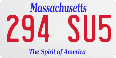 MA license plate 294SU5