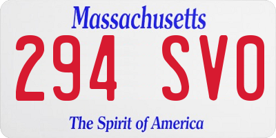 MA license plate 294SV0