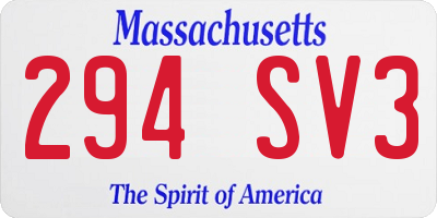 MA license plate 294SV3