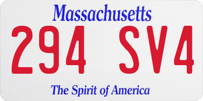 MA license plate 294SV4