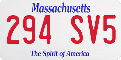 MA license plate 294SV5