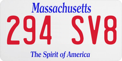 MA license plate 294SV8