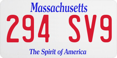 MA license plate 294SV9