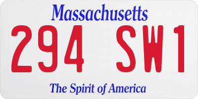 MA license plate 294SW1