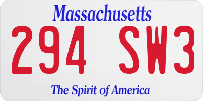 MA license plate 294SW3
