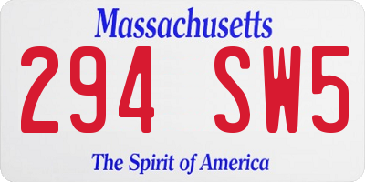 MA license plate 294SW5