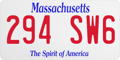 MA license plate 294SW6