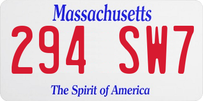 MA license plate 294SW7