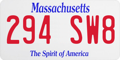 MA license plate 294SW8