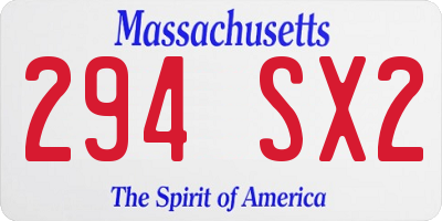 MA license plate 294SX2