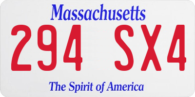 MA license plate 294SX4