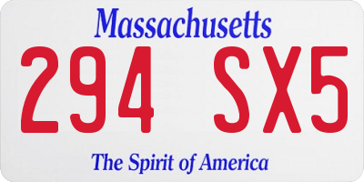 MA license plate 294SX5