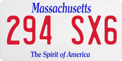 MA license plate 294SX6