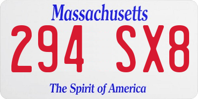 MA license plate 294SX8